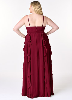 Azazie Peyton Bridesmaid Dresses Burgundy A-Line Ruched Chiffon Dress image8