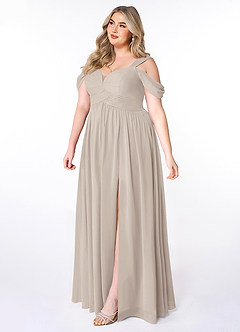 Azazie Lianne Bridesmaid Dresses Frost A-Line Off the Shoulder Chiffon Dress image9
