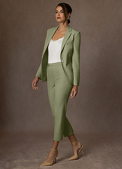 front Kennedy Pistachio Structured Stretch Pants Suit