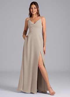 Azazie Sarella Bridesmaid Dresses Frost A-Line with Pockets Chiffon Dress image1