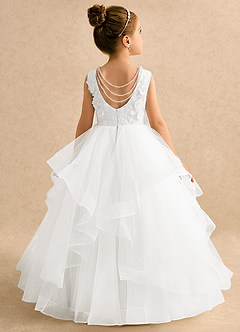 Azazie Claire Robe Demoiselle D'honneur Fillette Robe Princesse en Tulle Perlé Ivoire image2