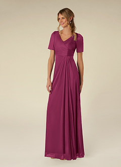 Azazie Bessie Kleider für die Brautmutter A-Linie Plissee Gittergewebe Kleid Maulbeerrot image4