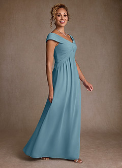 Azazie Myrtle Kleider für die Brautmutter A-Linie Plissee Chiffon Kleid Stimmungsvolles Blau image3