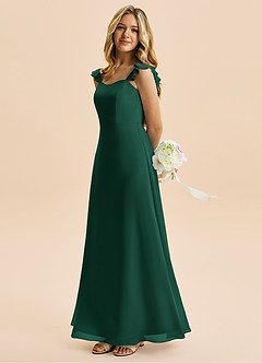 Azazie Mavie Junior Linia A Marszczony Szyfon Długość podłogi Młodsza druhna Sukienka image3