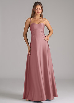 Azazie Valentine Bridesmaid Dresses Dusty Rose A-Line Corset Stretch Satin Dress image3