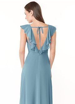 Azazie Yoko Bridesmaid Dresses Moody Blue A-Line Ruched Chiffon Dress image6