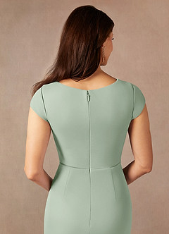 Azazie Renetta Mother of the Bride Dresses Dusty Sage Sheath V-Neck Pleated Mesh Dress image7