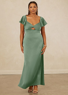 Christian Siriano Bridal for Azazie 1005 Bridesmaid Dresses Matcha Sheath Sweetheart Neckline Stretch Satin Dress image12