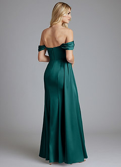 Azazie Amyra Bridesmaid Dresses Peacock Mermaid Off the Shoulder Stretch Satin Convertible Dress image2