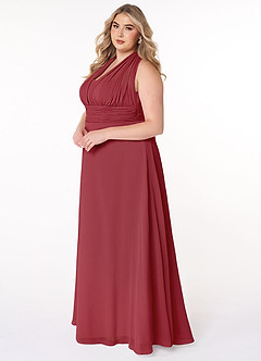 Azazie Fifi Bridesmaid Dresses Pomegranate A-Line Strapless Chiffon Convertible Dress image15