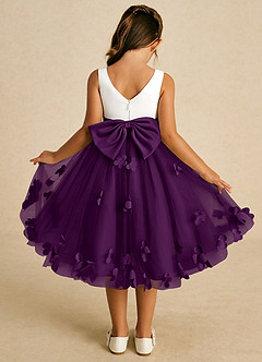 Azazie Sprout Flower Girl Dresses Grape A-Line Bow Tulle Dress image1