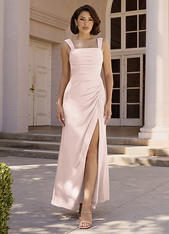Azazie Jesaphine Bridesmaid Dresses Rose Petal Sheath Bow Chiffon Dress image2