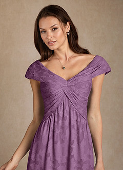 Azazie Myrtle Final Sale Wisteria A-Line Pleated Floral Burnout Dress image5