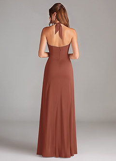 Azazie Elliana Bridesmaid Dresses Auburn A-Line Side Slit Stretch Satin Dress image6