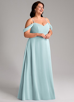 Azazie Marley Bridesmaid Dresses Mist A-Line Off the Shoulder Chiffon Convertible Dress image15