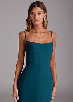 Azazie Saige Jurken voor bruidsmeisjes Converteerbaar Jurk van Chiffon met A-Lijn Off the Shoulder Inkt Blauw image2