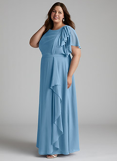 Azazie Aaliyah vestidos de dama de honor modestos Vestido de Corte En A Plisado Scoop Hasta el suelo Gasa image7