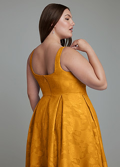 Azazie Amalie Bridesmaid Dresses Butterscotch A-Line Pleated Floral Burnout Dress image8