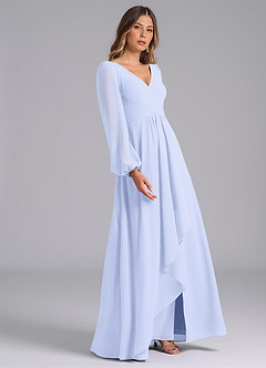 Azazie Omari Bridesmaid Dresses Lavender A-Line Long Sleeve Chiffon Dress image5