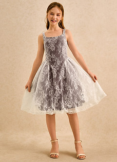 Azazie Cubbie Girls Formal Flower Girl Dresses Ganache A-Line Lace Dress image4