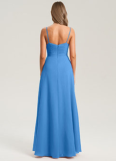 Azazie Terese Bridesmaid Dresses Blue Jay A-Line Pleated Chiffon Dress image2