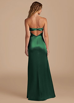 Azazie Leonis Bridesmaid Dresses Dark Green Mermaid Pleated Metallic Satin Convertible Dress image6