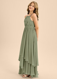Azazie Elliora Junior Pistachio A-Line Pleated Chiffon Dress image6