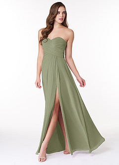 Azazie Arabella Allure Vestidos de damas de honor Vestido de Pistacho de Gasa de Corte en A Convertible con Escote de Corazón image3