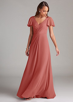 Azazie Soren Bridesmaid Dresses Antique Rose A-Line Ruched Chiffon Dress image9