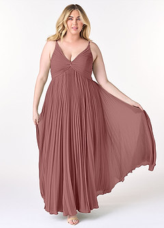Azazie Raychelle Bridesmaid Dresses Desert Rose A-Line V-Neck Chiffon Dress image7