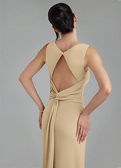 Azazie Ariel Bridesmaid Dresses Champagne Mermaid Square Neckline Premium Stretch Jersey Dress image9