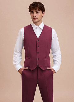 front Ethan Burgundy Refined Weave Suit Vest