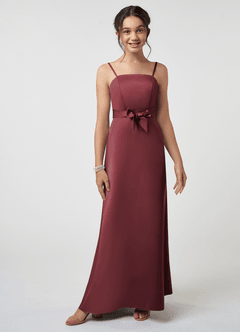 Azazie Anina Junior Robe Trapèze en Satin extensible Arc Merlot image1