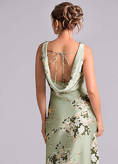 Azazie Rylina Vestidos de damas de honor Vestido de Enredaderas Florales de Satén Elástico de Corte Sirena image7