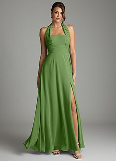 Azazie Tamira Bridesmaid Dresses Basil A-Line Pleated Chiffon Convertible Dress image1