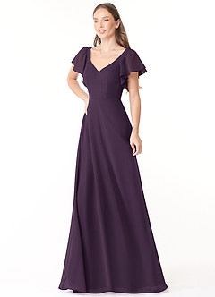Azazie Syenna Bridesmaid Dresses Plum A-Line Ruched Chiffon Dress image4