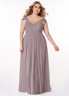 Azazie Kaitlynn Bridesmaid Dresses Dusk Empire Ruched Chiffon Convertible Dress image10