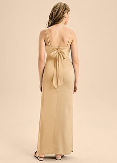 Azazie Mai Junior Gold A-Line Sweetheart Neckline Stretch Satin Dress image2