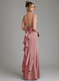 Azazie Zherra Bridesmaid Dresses Dusty Rose Mermaid Bow Stretch Satin Dress image1