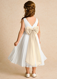 Azazie Margot Blumenmädchenkleider A-Linie Plissee Chiffon Kleid Elfenbein Champagner image5