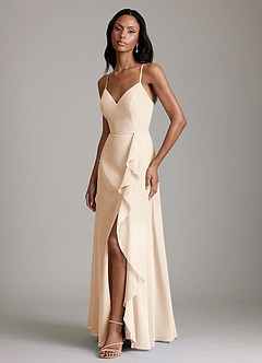 Azazie Naeem Bridesmaid Dresses White Alabaster A-Line V-Neck Ruffle Chiffon Dress image5