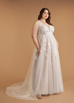 Azazie Sorella Vestidos de novia Vestido de Blanco Diamante Caramelo de Tul de Corte en A con Lentejuelas image14