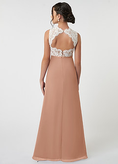 Azazie Rana Junior Robe Trapèze en Mousseline de soie Dentelle Champagne Rosé image2