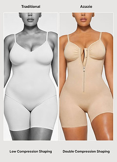 front Nahtloser Shapewear-Body mit hohem Kompressionsgrad und Reißverschluss