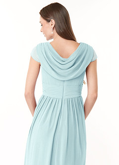 Azazie Organa Final Sale Sea Glass A-Line Pleated Chiffon Dress image6