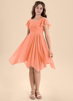 Azazie Janeaurelia Junior Sunset A-Line Pleated Chiffon Dress image4