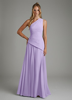 Azazie Holly Robes de demoiselle d'honneur Robe Trapèze en Mousseline de soie Corset Lilas image1