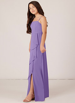 Azazie Kaylee Junior Tahiti A-Line with Belt Chiffon Dress image3