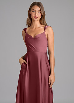 Azazie Beatrice 신부 들러리 드레스 A라인 스윗하트 네크라인 스트레치 새틴 바닥 길이 드레스 image7