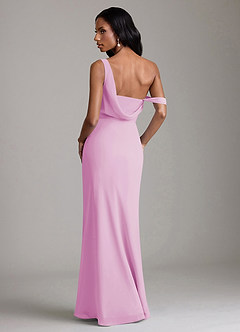 Azazie Madelyn Bridesmaid Dresses Candy Pink Mermaid One Shoulder Chiffon Convertible Dress image2